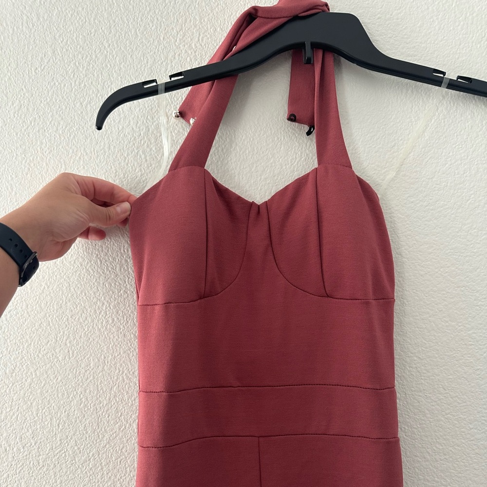 Long fitted maroon romper
